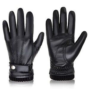 Mens Leather Winter Gloves Cashmere Lined Touchscreen Driving Warm Sheepskin